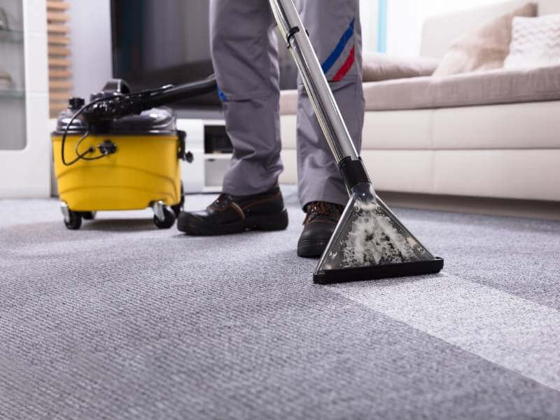 Vacuuming office carpets